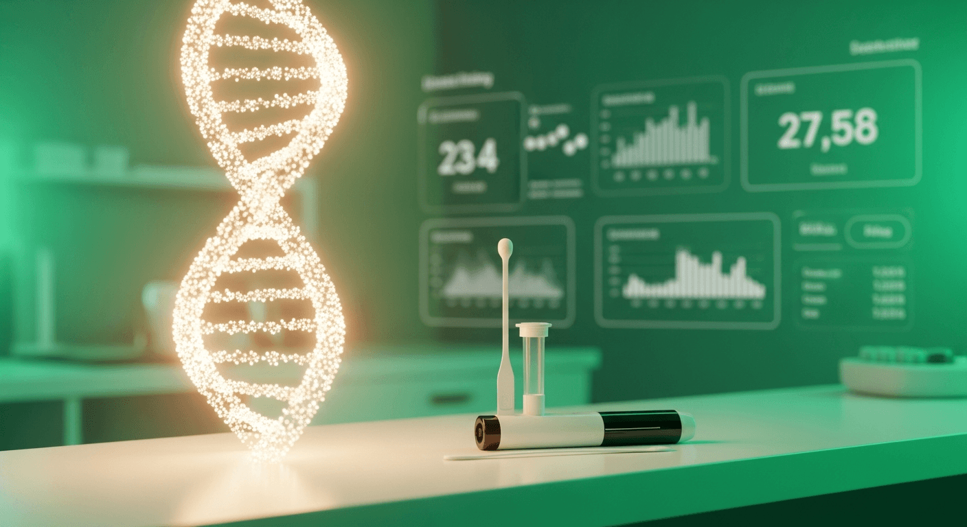 DNA double helix and a genetic test kit — ProxiGene genetic testing at Endless Vitality in Tempe, Arizona
